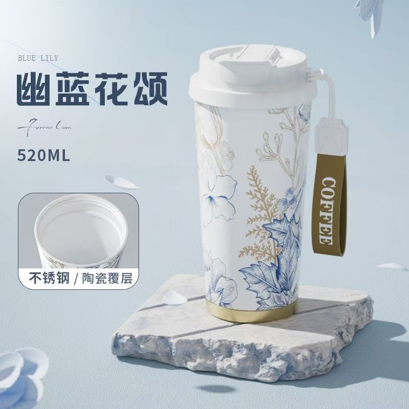 Cốc giữ nhiệt cafe 304 vỏ ngoài bằng gốm đẹp