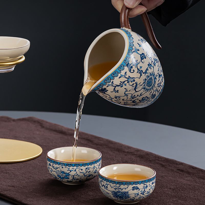 Bộ pha trà xanh trắng lười biếng pha trà bộ đồ cao cấp cốc công bằng trà rò rỉ một trong một tách trà sán