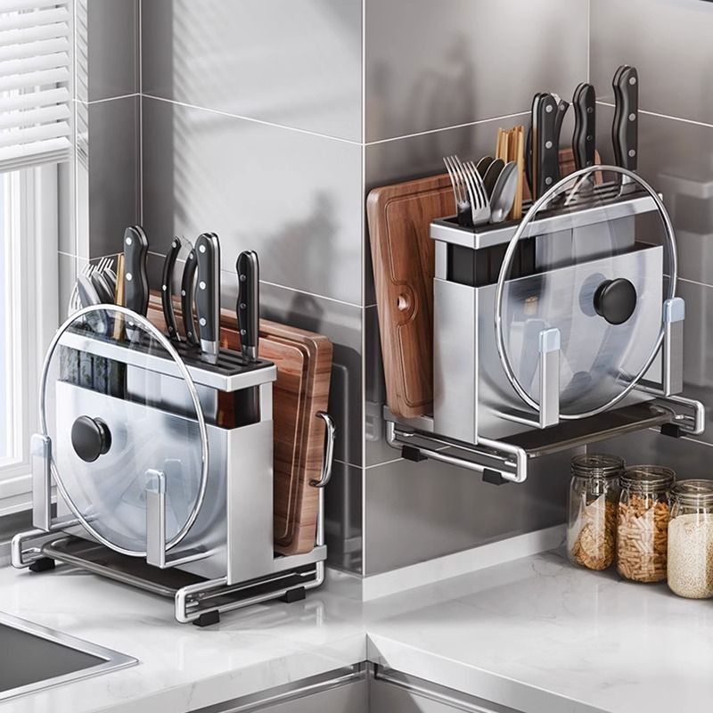 giá đỡ dao 304 thép không gỉ giá đỡ đa chức năng tất cả trong một đặt dao làm bếp giá đỡ đũa dụng cụ