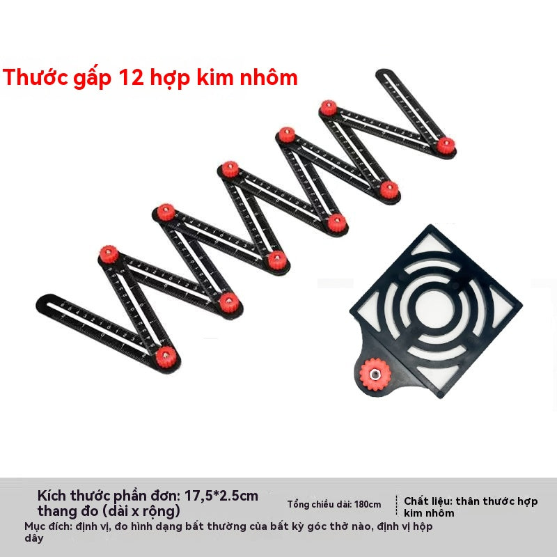 Thước Đa chức năng sáu gấp thước vạn hướng định vị hợp kim nhôm