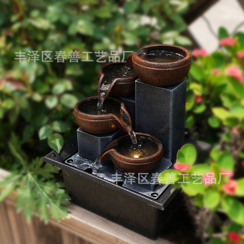 Thác nước chảy trang trí văn phòng phong thủy trang trí bàn làm việc đài