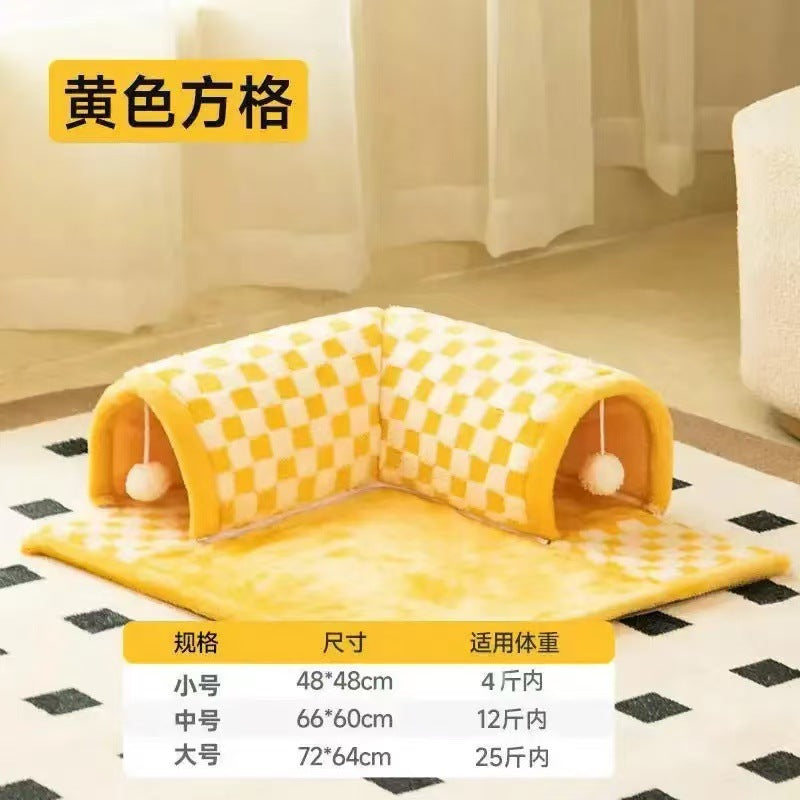 Đệm nằm cho Mèo đường hầm mê cung khoan lỗ mùa thu và mùa đông giữ ấm mèo tổ đường hầm mèo tổ mèo bốn mùa chung