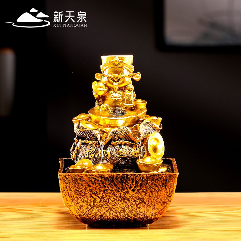 Đồ trang trí thần tài và thác nước trang trí tuần hoàn nước văn phòng phòng phòng khách bàn trang t