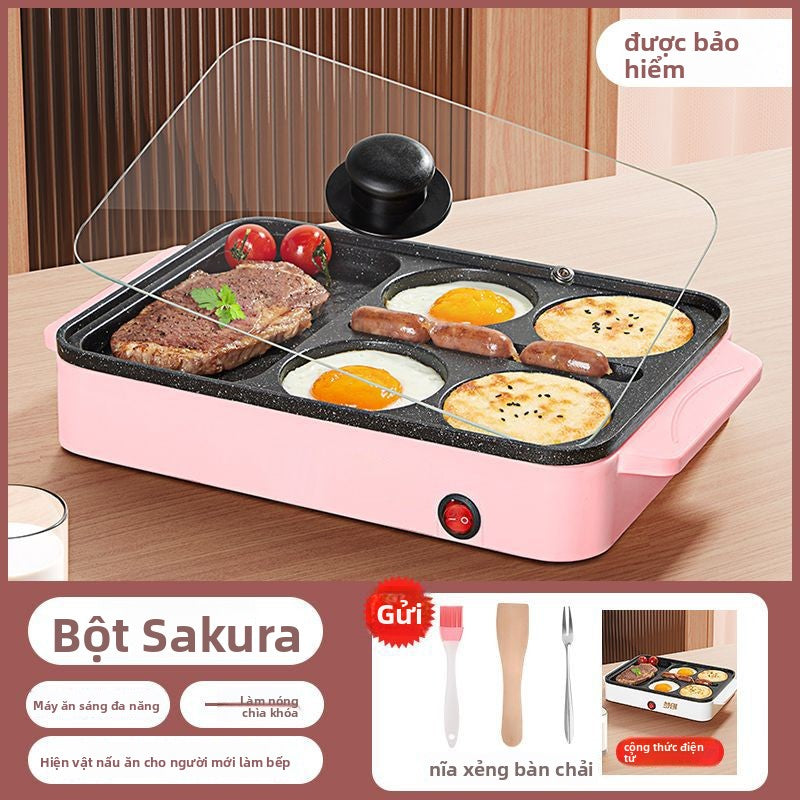 Máy làm bánh mì kẹp thịt trứng chiên không dính chảo chiên cắm điện gia đình ăn sáng bánh kếp chảo b