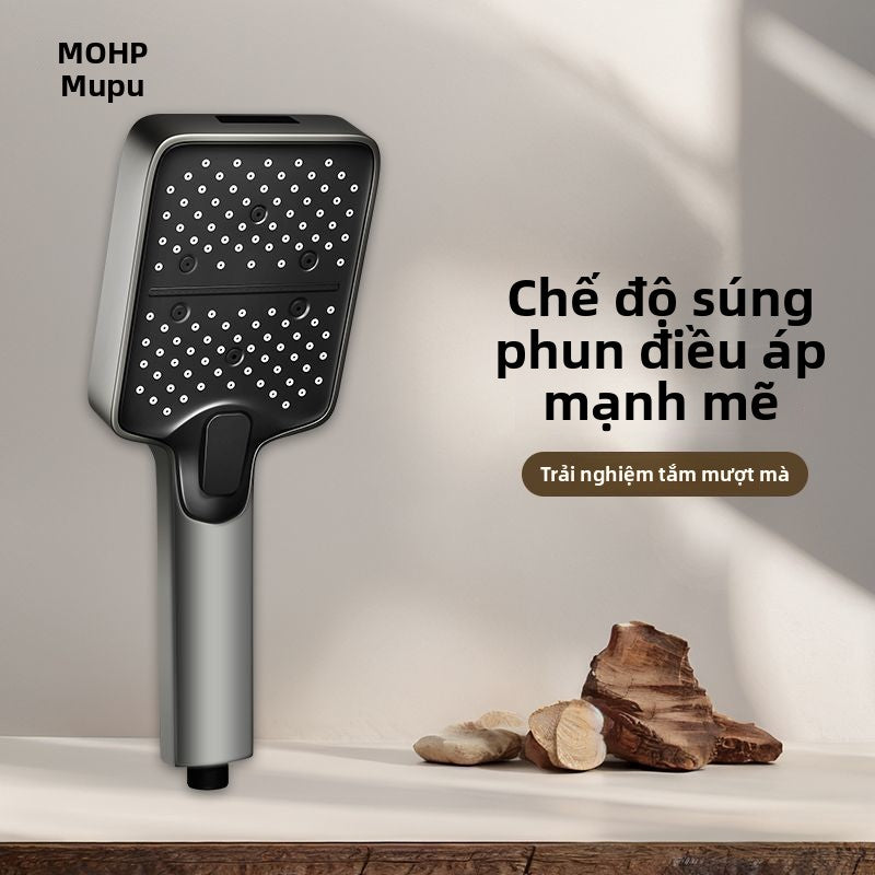 Đầu phun hoa tăng áp Mupu bảng điều khiển lớn vuông với súng phun đầu vòi hoa sen gia đình ký túc xá