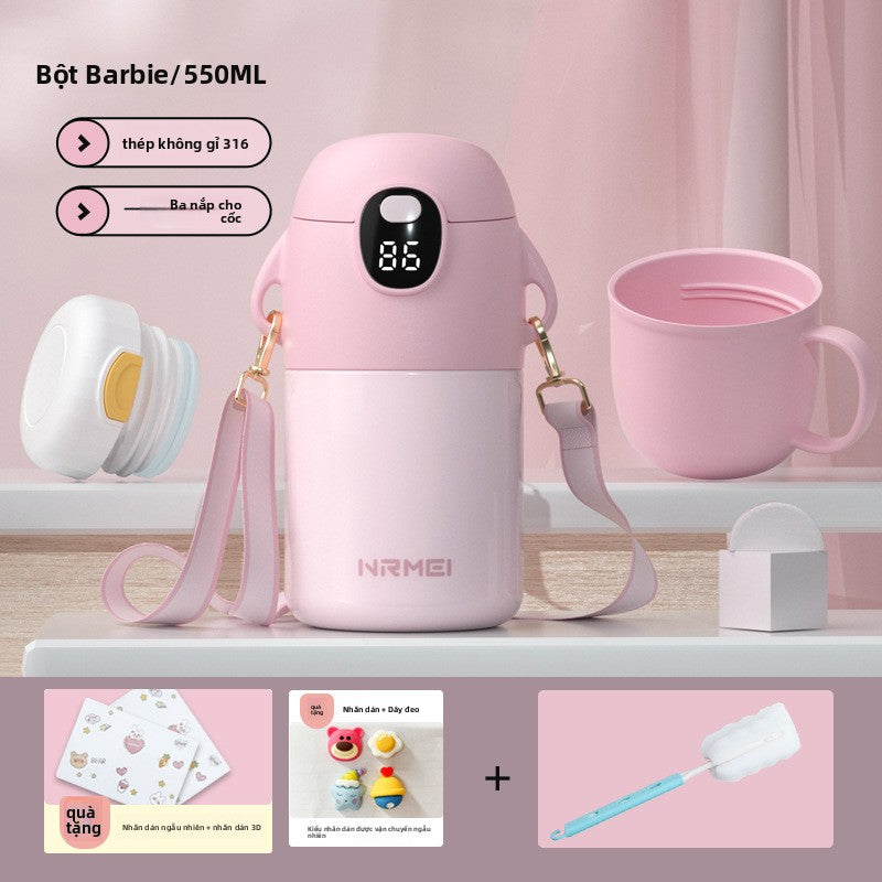 bình giữ nhiệt trẻ em 316 nữ đi học chuyên dụng giá trị màu sắc cao em bé dễ thương ống hút bình nướ