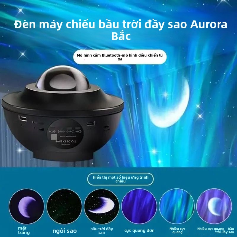Đèn trang trí Lưới đỏ cực quang Bluetooth sao chiếu đèn phòng ngủ phòng ngủ lãng mạn đầy sao ánh sáng sinh nhật qu