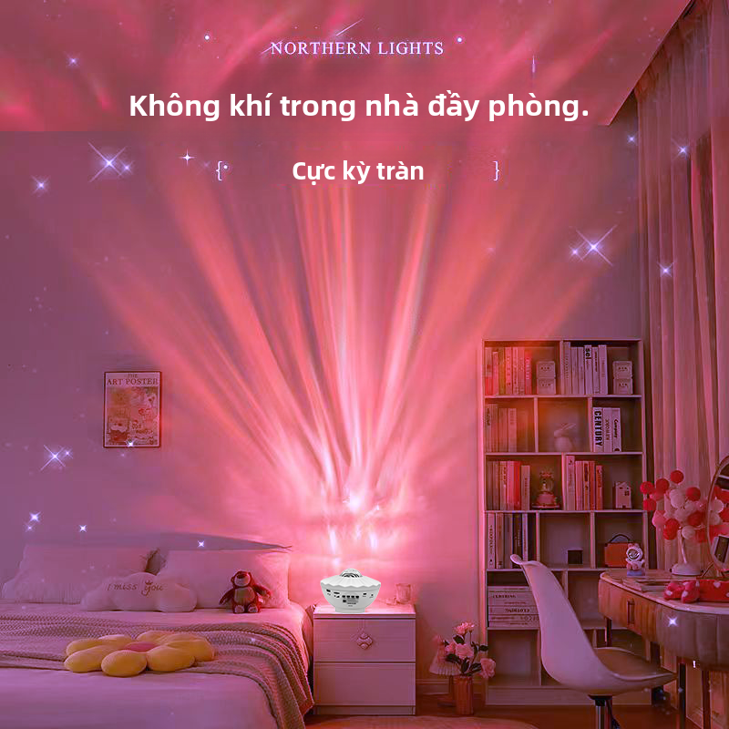 Đèn trang trí Màu đỏ ròng cùng loại đèn chiếu sao cực quang Bắc Cực quang phòng ngủ lãng mạn đầy sao quà tặng lễ h