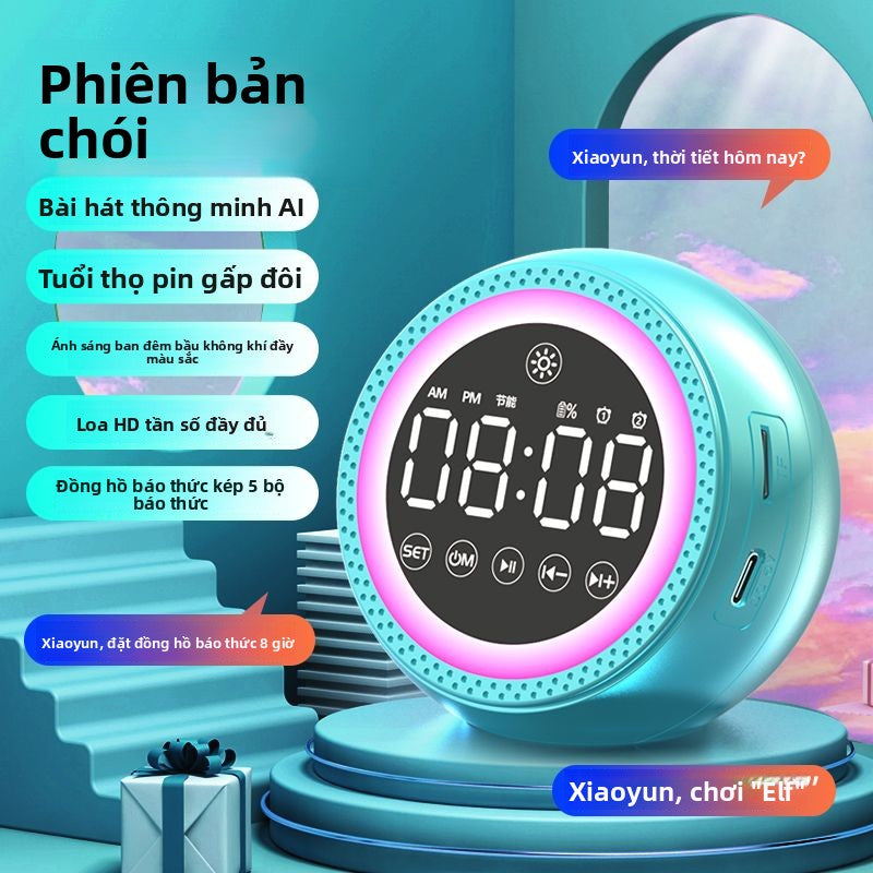 đồng hồ báo thức kèm loa bluetooth Đa chức năng AI thông minh thoại đồng hồ báo thức loa bluetooth dành riêng cho sinh viên loa siêu tr