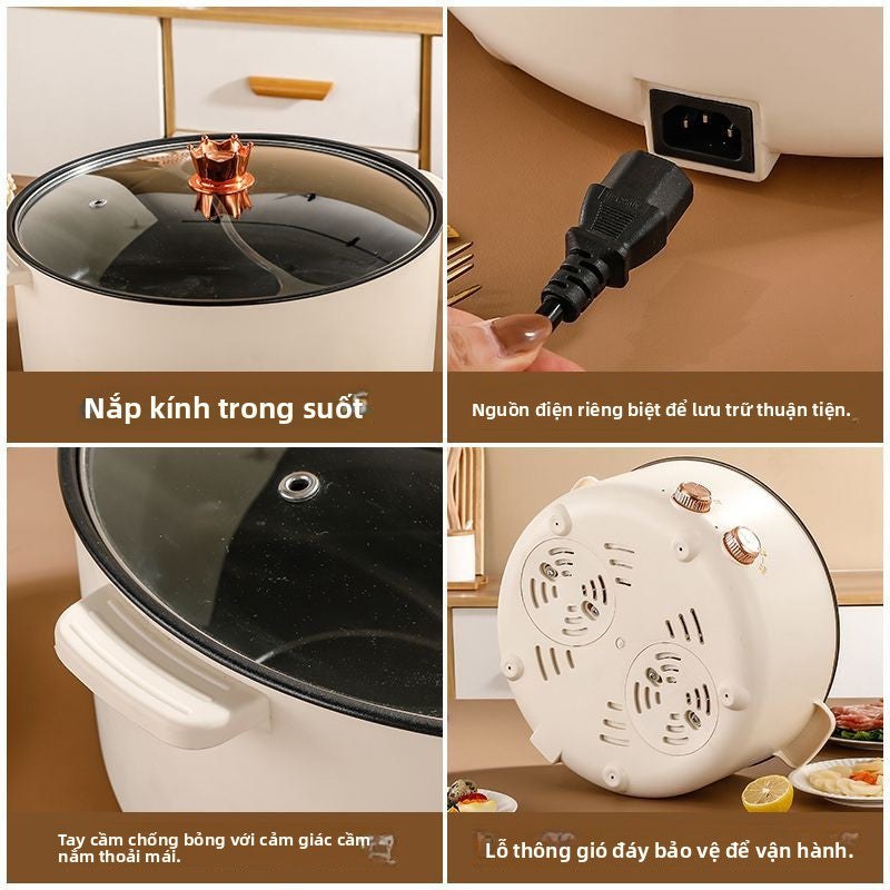 Nồi lẩu điện gia đình nồi nấu điện ký túc xá sinh viên đa chức năng tất cả trong một nồi điện nhỏ nồ