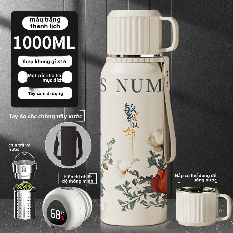 Cốc giữ nhiệt 316 thép không gỉ giữ nhiệt cốc giữ nhiệt công suất lớn mới Trung Quốc phong cách ngột ngạt pha trà