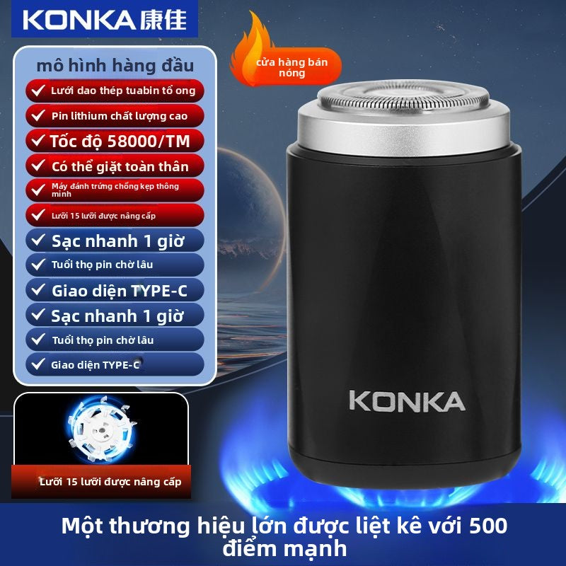 dao cạo râu điện Kang Jia / KONKA hình kim cương nam dao cạo điện xách tay mini toàn thân chống thấm nước râu dao du