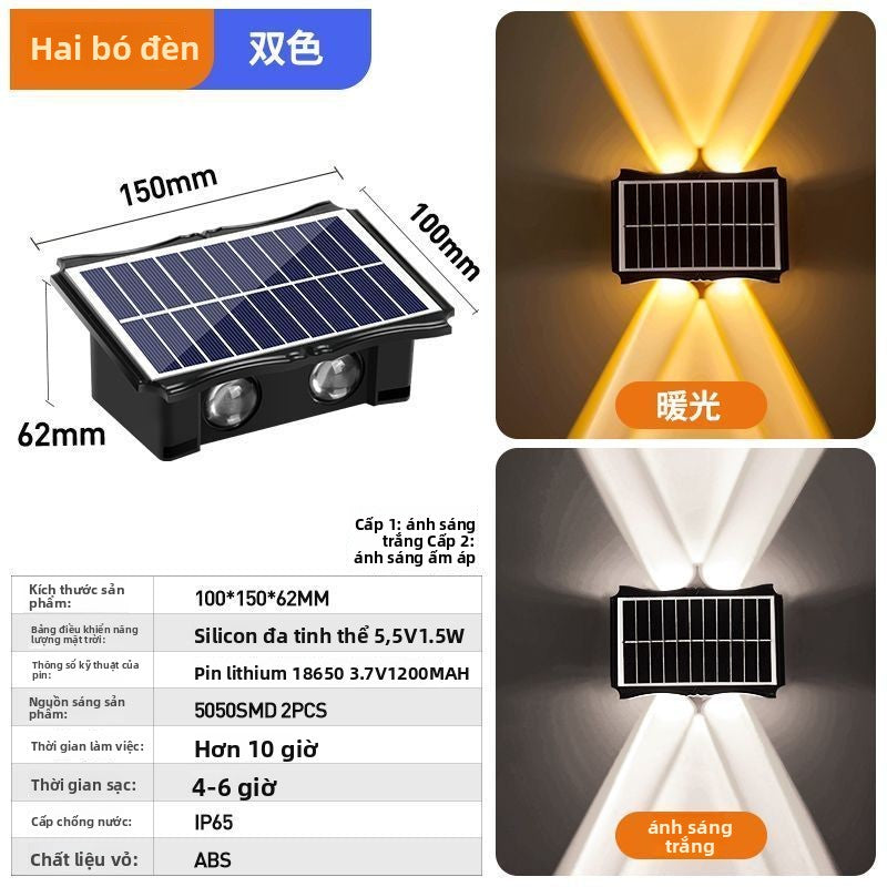 Đèn sân năng lượng mặt trời mới ngoài trời không thấm nước bên ngoài tường trang trí ngoài trời tườn