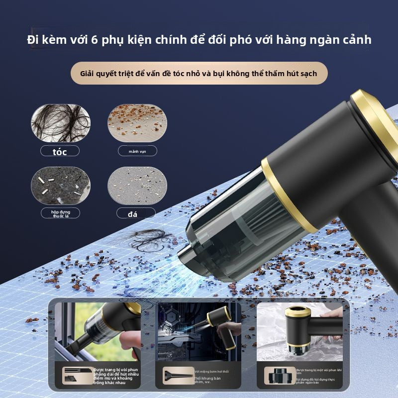 hút bụi lực hút lớn siêu mạnh xe sử dụng không dây nhỏ cầm tay thổi hút hút tất cả trong một máy sử dụng kép xe