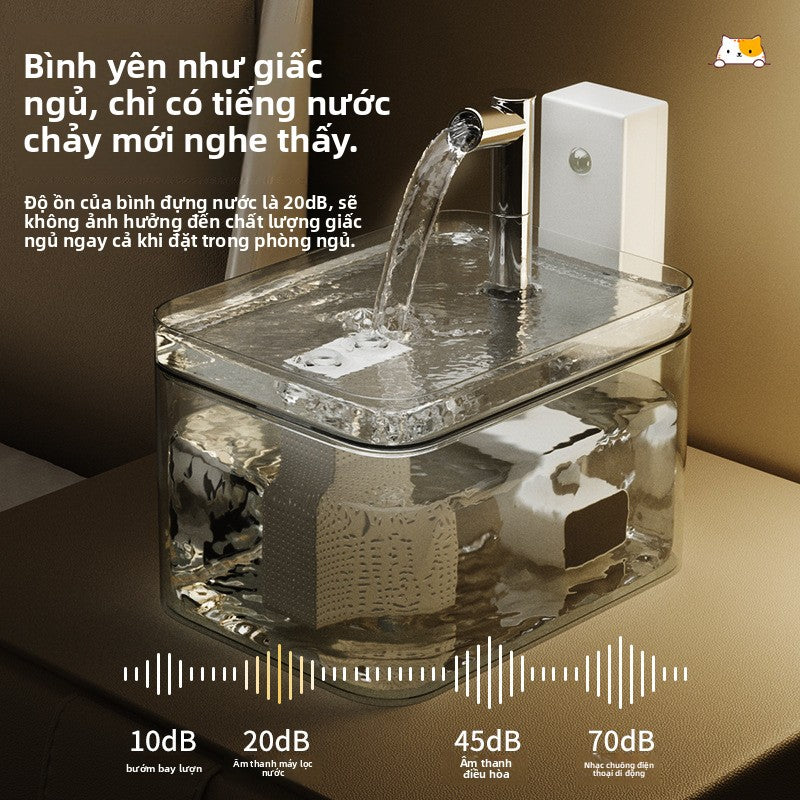 Máy uống nước mèo không cắm điện không dây cảm ứng vật nuôi uống nước thông minh máy uống nước tự độ