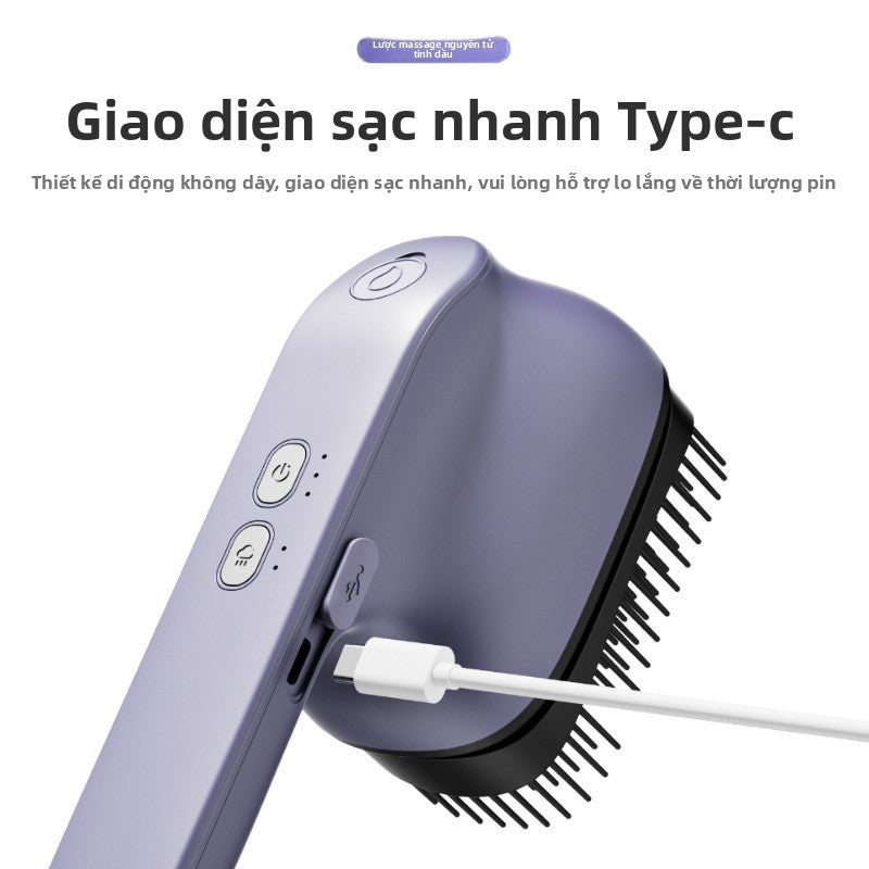 Lược massage tinh dầu lược lớn phun tinh dầu nguyên tử hóa di động ánh sáng đỏ đầu massage chăm sóc