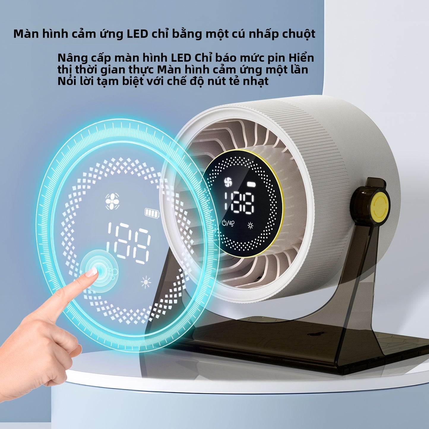 quạt treo tường usb sạc kỹ thuật số hiển thị chu kỳ quạt văn phòng gia đình tốc độ cao