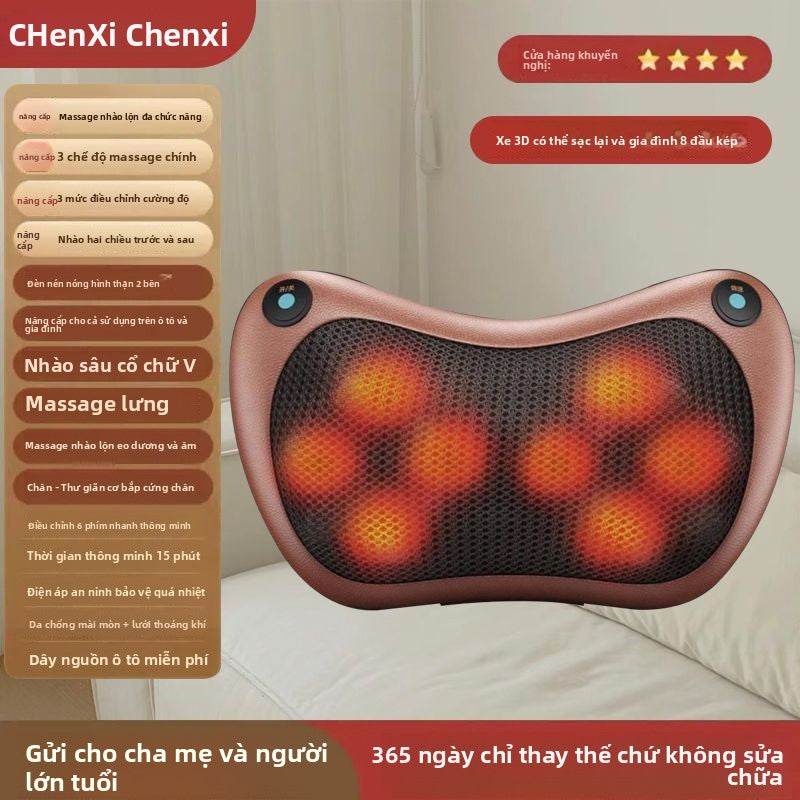 Máy massage cột sống cổ vai cổ cổ xoa bóp lưng thắt lưng gối massage đa chức năng đệm xe nhà quà tặn
