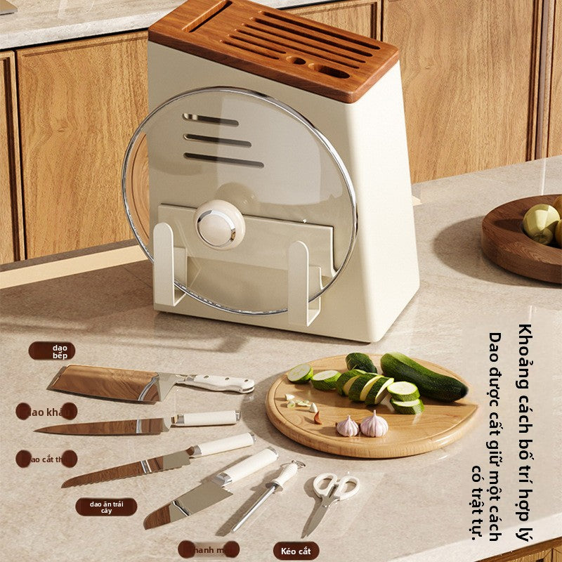 Kệ giá đỡ dao Mặt bàn nhà bếp đa chức năng dụng cụ gỗ rắn giá lưu trữ giá đỡ dao gia dụng giá đỡ chố