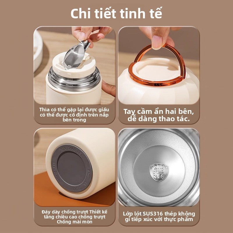Cốc giữ nhiệt dài giữ nhiệt hộp cơm thùng nhân viên văn phòng 24 giờ flagship chính thức cốc ăn sáng