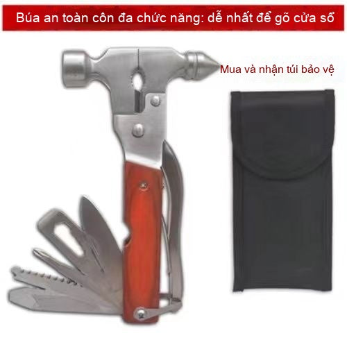 búa phá cửa sổ an toàn búa sản phẩm ngoài trời công cụ đa chức năng kết hợp dao kẹp gấp rì