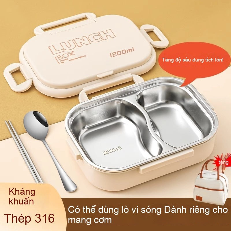 Hộp cơm giữ nhiệt 316 Hộp cơm trưa dành riêng cho sinh viên Hộp cơm trưa bằng thép không gỉ Nhân viê