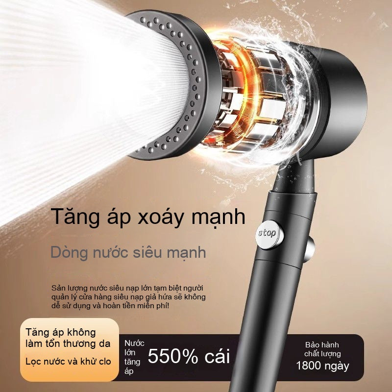 Mu Ge đôi vòi hoa sen vòi hoa sen lọc vòi hoa sen tăng áp đầu vòi hoa sen siêu mạnh áp lực loại bỏ c