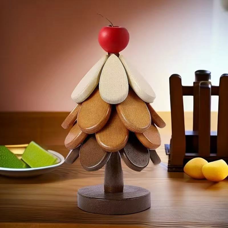 Miếng lót cách nhiệt Mat Giáng sinh chống nóng Mat Bàn ăn trang trí gỗ rắn nồi Mat gấp cốc Mat chống