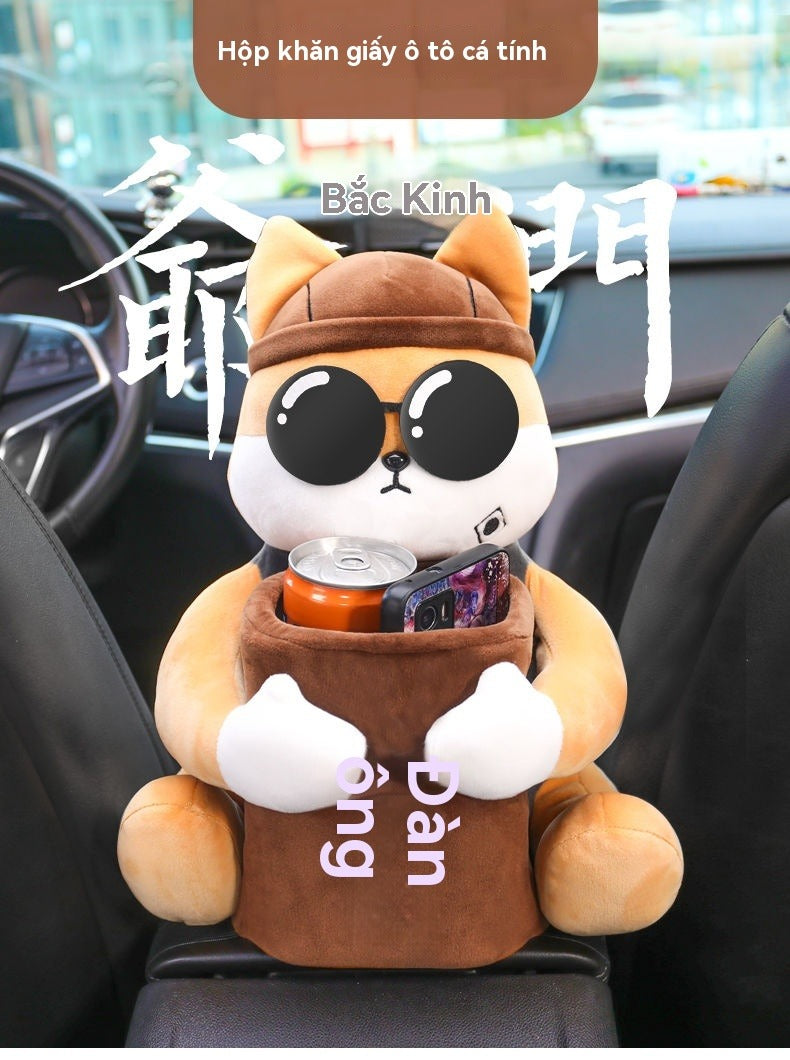 Hộp khăn giấy thùng rác xe sáng tạo hộp tay vịn xe 2 trong 1