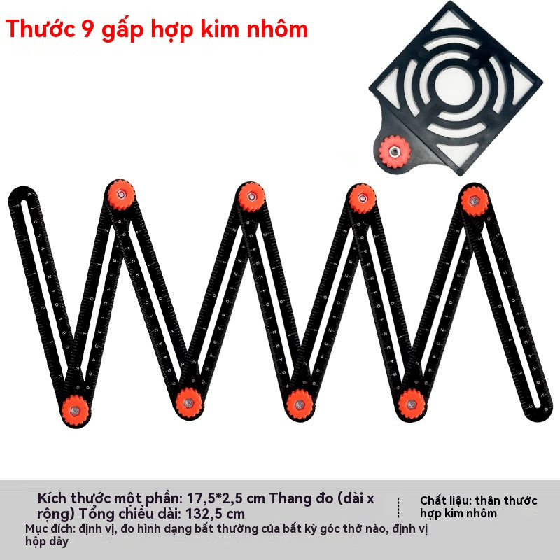 Thước  Đa chức năng sáu gấp thước vạn hướng định vị hợp kim nhôm