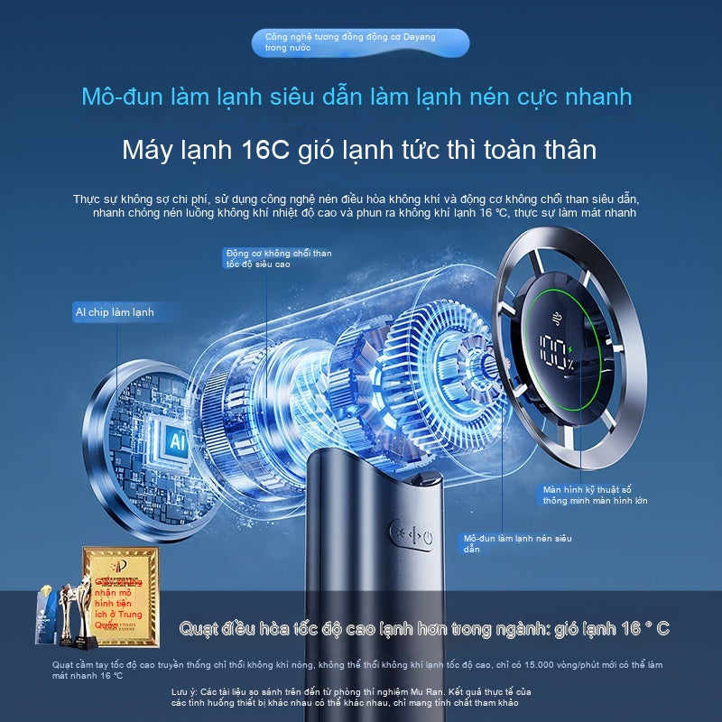 Quạt cầm tay làm lạnh đá bán dẫn mới công suất lớn quạt nhỏ di động quạt mini sạc USB