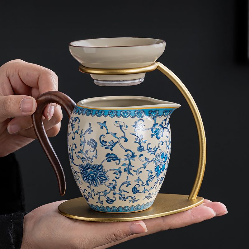 Bộ pha trà xanh trắng lười biếng pha trà bộ đồ cao cấp cốc công bằng trà rò rỉ một trong một tách trà sán