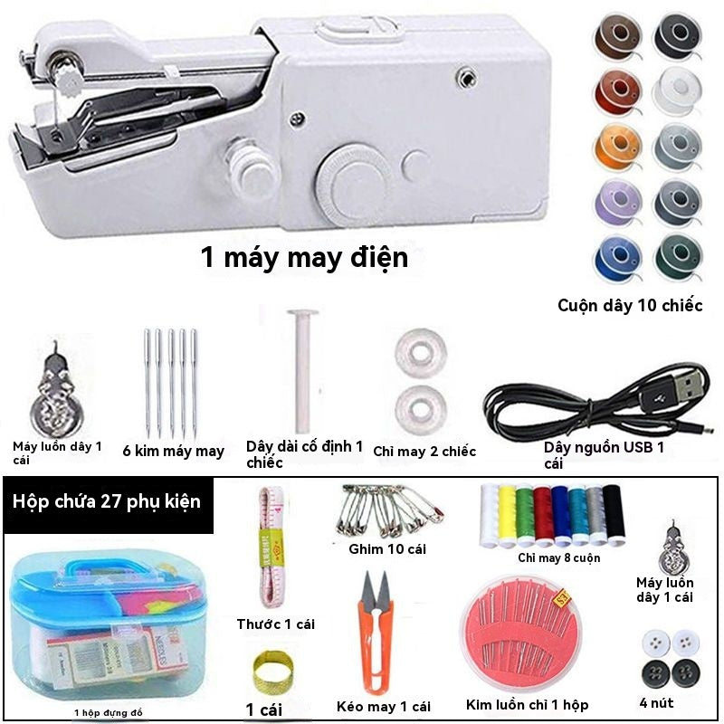 Bộ máy may điện cầm tay nhỏ cho người mới bắt đầu gia đình đa chức năng di động DIY quần áo thợ may