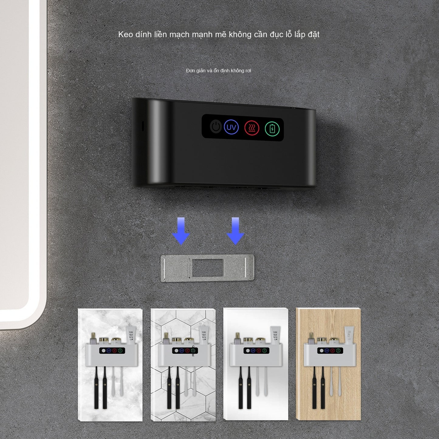 Máy Khử trùng bàn chải đánh răng kệ bàn chải đánh răng khử trùng vi khuẩn tia cực tím sấy khô lưu trữ má