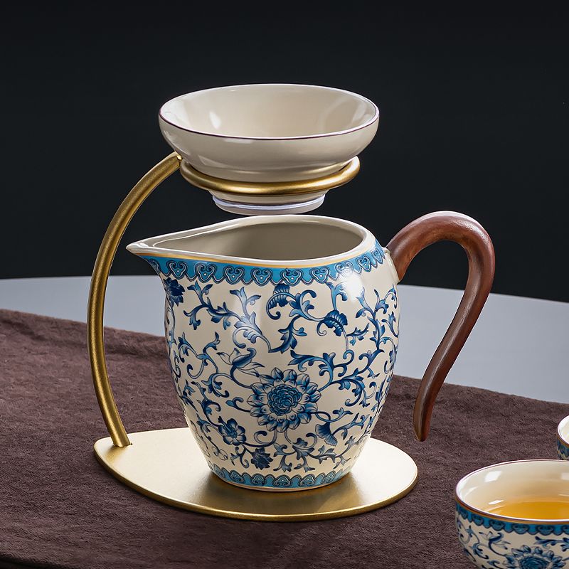 Bộ pha trà xanh trắng lười biếng pha trà bộ đồ cao cấp cốc công bằng trà rò rỉ một trong một tách trà sán