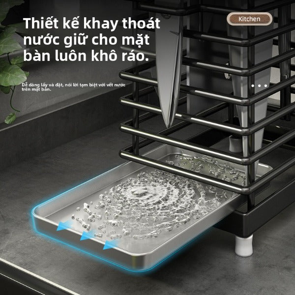 giá đỡ dao 304 thép không gỉ  giá đỡ nhà bếp kệ gia đình mặt bàn đặt đũa dao một mảnh giá lưu trữ tre