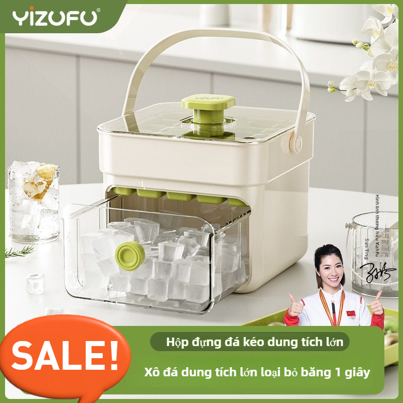 hộp làm đá gia đình tủ lạnh công suất lớn lưu trữ đá tự làm vuông đá viên khuôn đá viên cấp thự