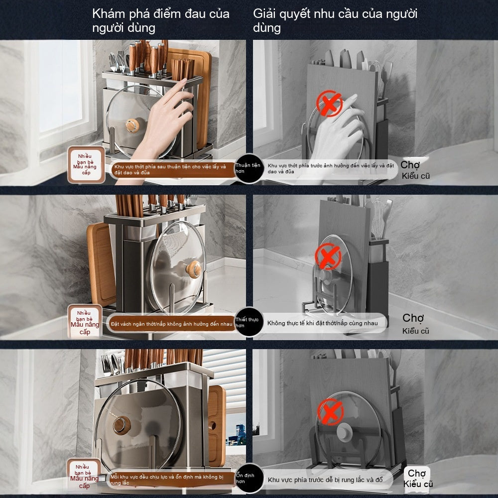 giá đỡ dao 304 thép không gỉ  nhà bếp giá đỡ hộp đựng đũa giá đỡ đa chức năng giá đỡ thớt dao một mản