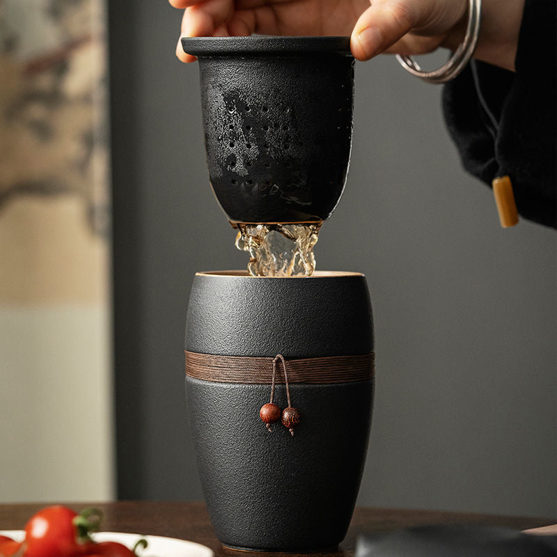 Cốc gốm pha trà cốc gốm có nắp cốc trà sáng tạo lọc cá nhân văn phòng di động gia đì