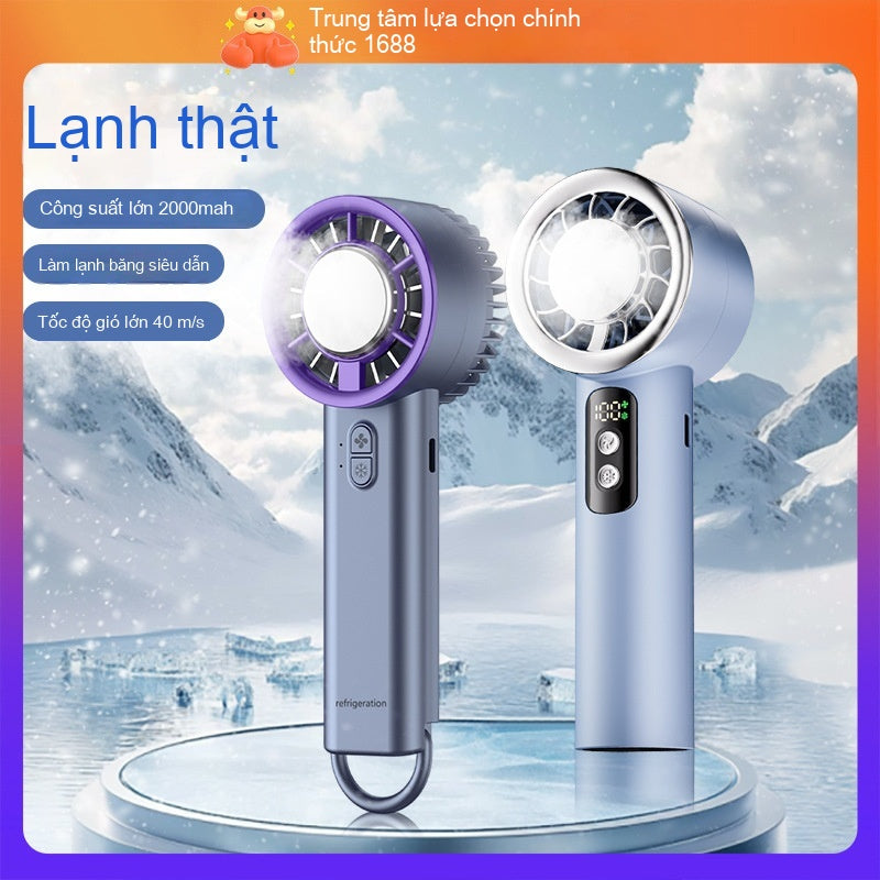 Quạt cầm tay làm lạnh đá bán dẫn mới công suất lớn quạt nhỏ di động quạt mini sạc USB