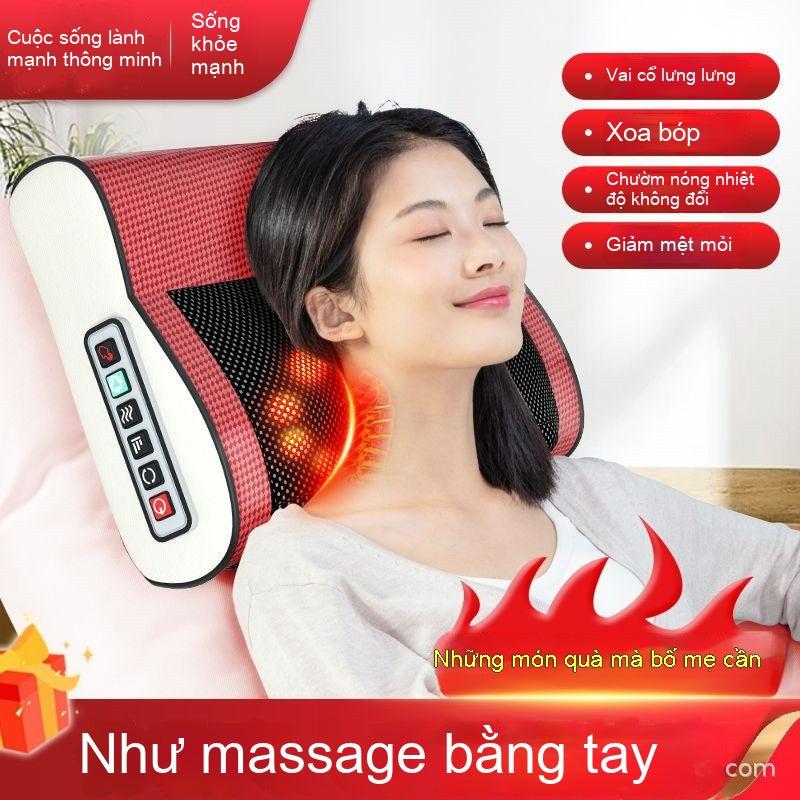 gối Massage cổ vai gáy  massage cổ thắt lưng lưng toàn thân gia đình đa chức năng chườm nóng nhào mas