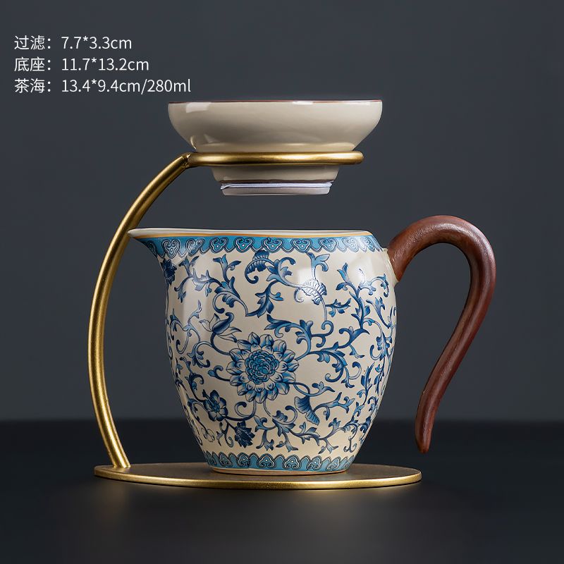 Bộ pha trà xanh trắng lười biếng pha trà bộ đồ cao cấp cốc công bằng trà rò rỉ một trong một tách trà sán