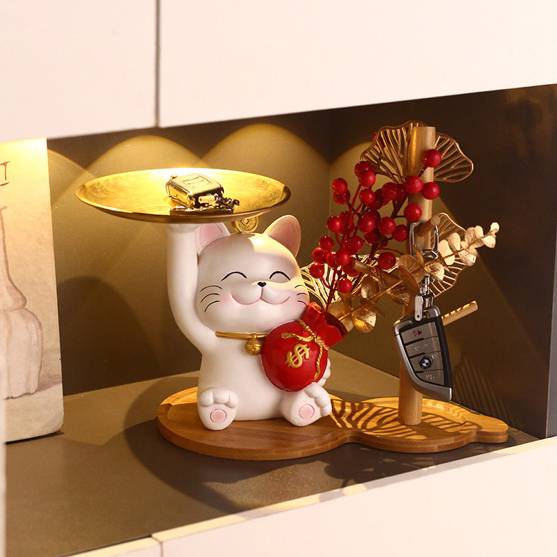 Mèo thần tài quà tặng tân gia trang trí mèo may mắn năm mới lễ hội mùa xuân thùng may mắn lễ hội hoa mô phỏng