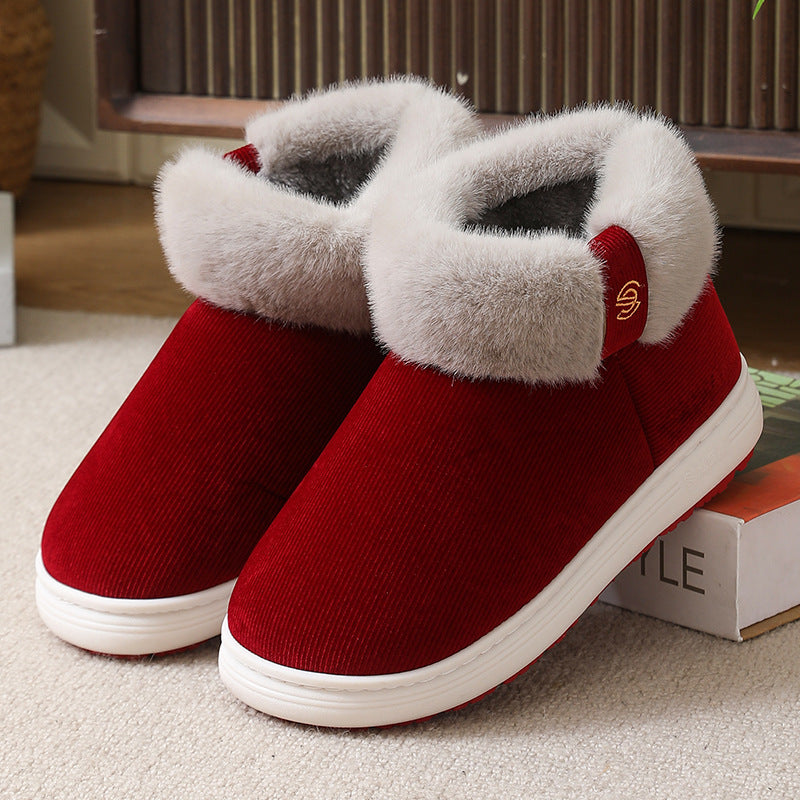 Giày cotton ông già noel mùa đông thêm nhung giữ ấm, dép cotton trung niên và già cũ, phụ