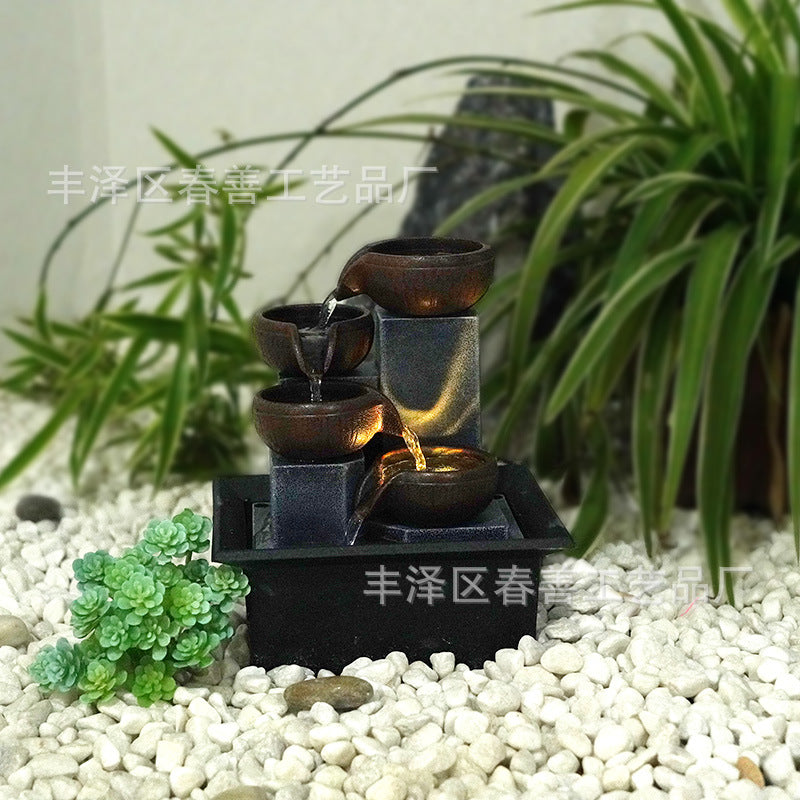 Thác nước chảy trang trí văn phòng phong thủy trang trí bàn làm việc đài