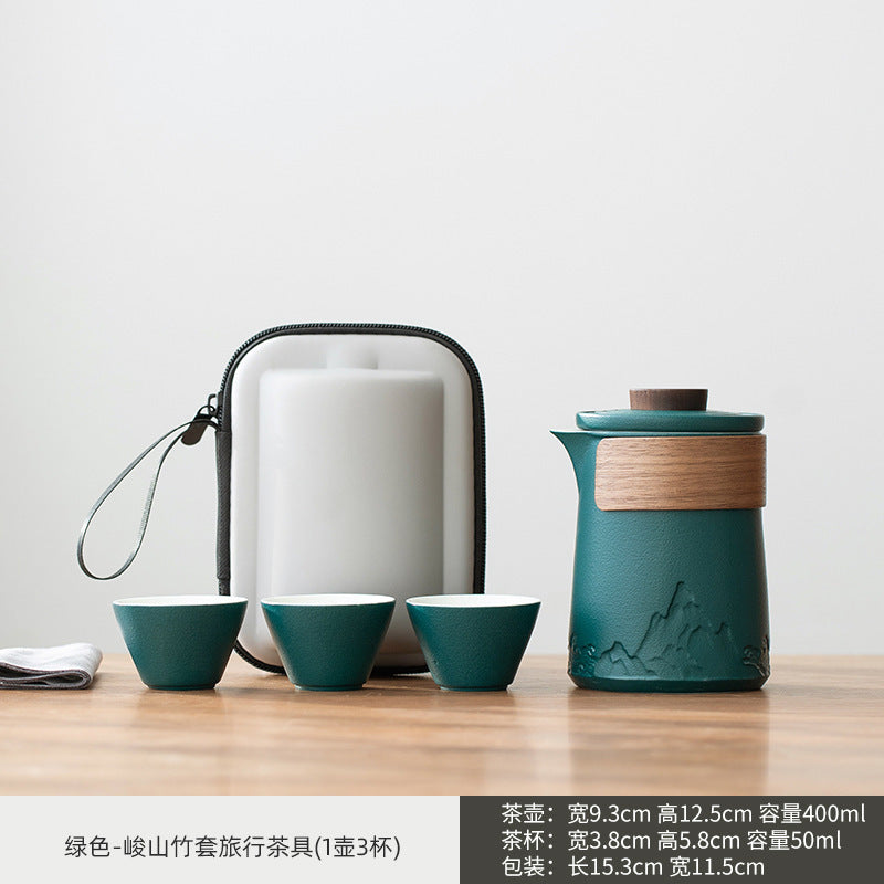 Bộ trà du lịch Ningxuan di động cốc khách hàng nhanh gia đình bình thủy tinh công ty quà tặng bộ trà