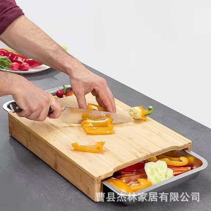 Thớt  tre hàng sẵn Bảng cắt bánh mì trái cây nhà bếp gia đình với ngăn kéo bảng cắt rau nấu chín bảng