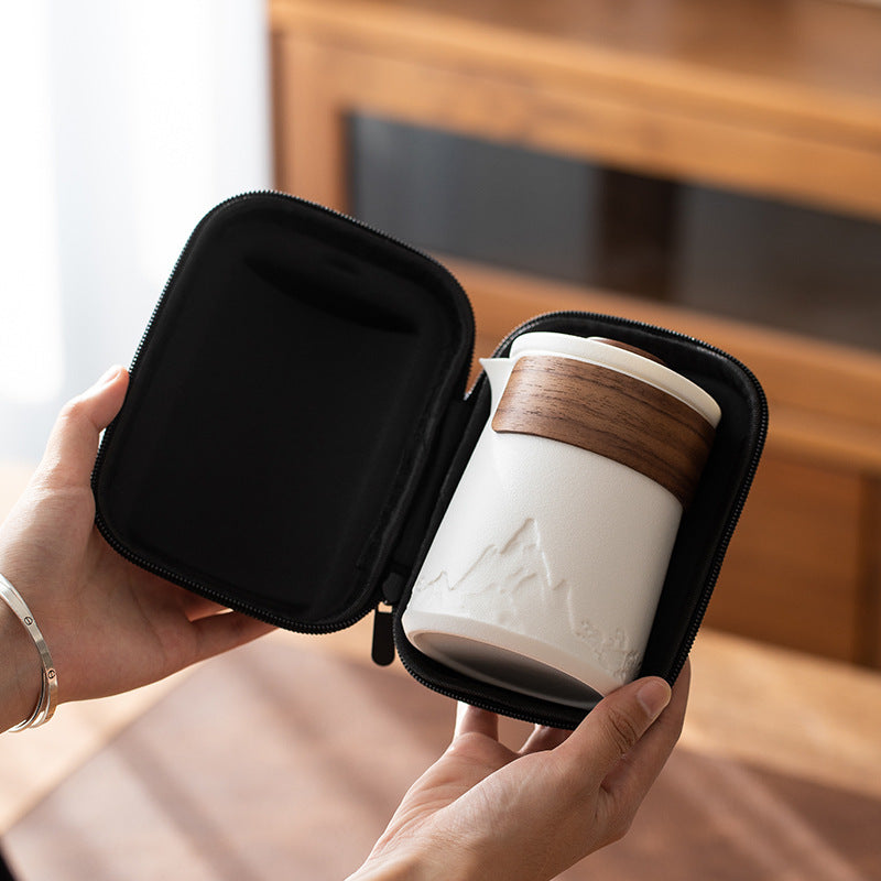 Bộ trà du lịch Ningxuan di động cốc khách hàng nhanh gia đình bình thủy tinh công ty quà tặng bộ trà