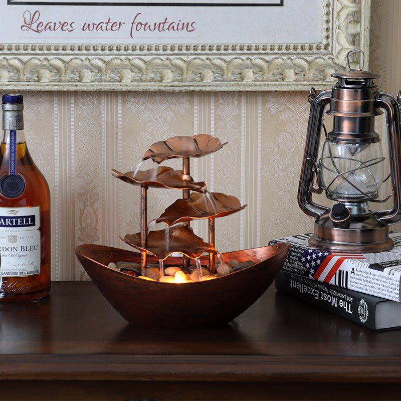 thác nước để bàn  lá sen thỏi nước chảy đài phun nước trang trí phòng khách màn hình hiên tra