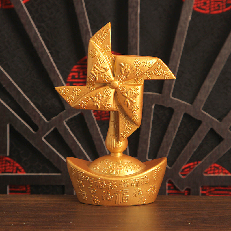Chong Chóng màu vàng cát gió sinh nước lên Yuanbao cối xay gió trang trí cối xay gió xoay bàn trang trí